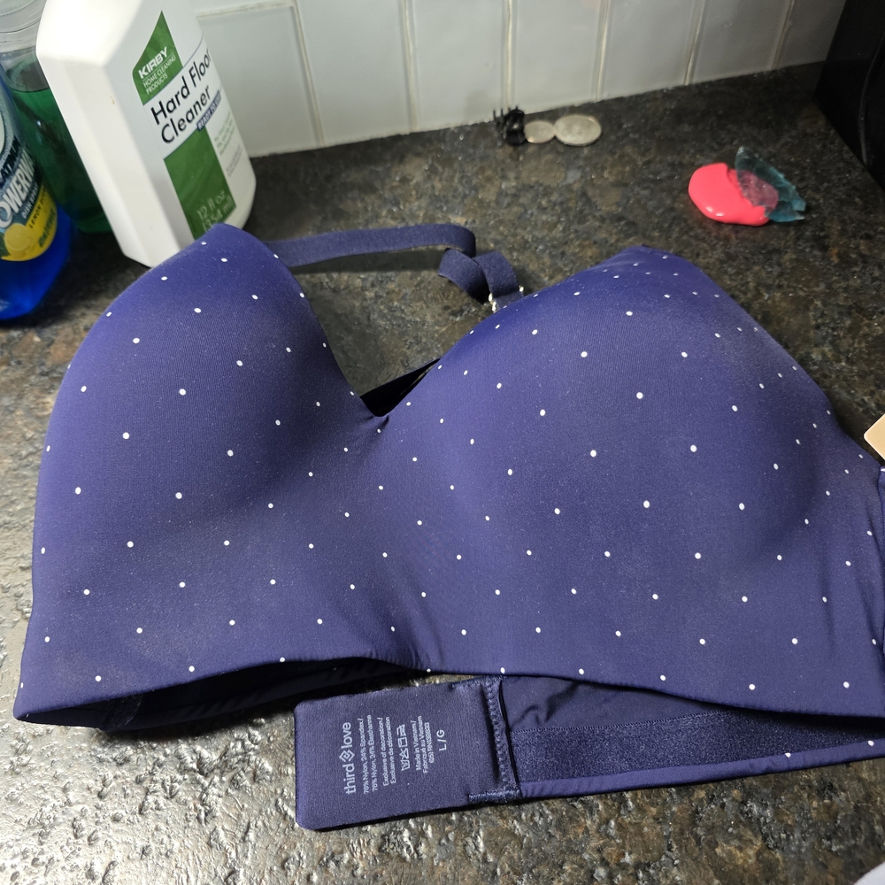 ThirdLove Midnight Blue Bra with White Dots